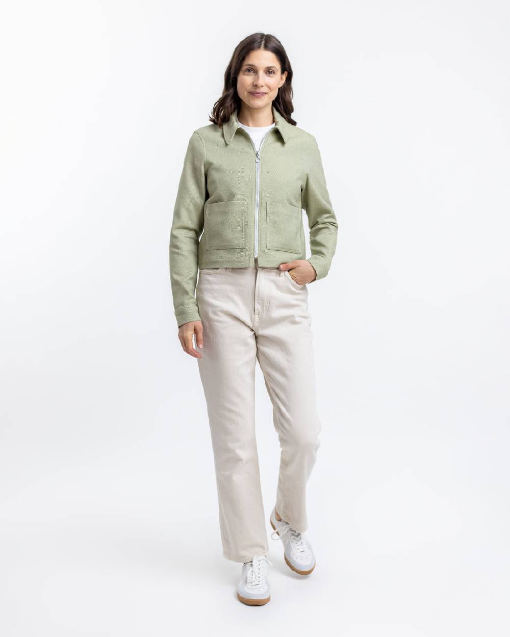 Rotholz Kurze Jacke aus Bio Canvas Grün Kariert Online Outlet