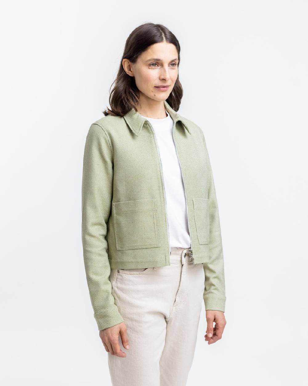 Rotholz Kurze Jacke aus Bio Canvas Grün Kariert Online Outlet