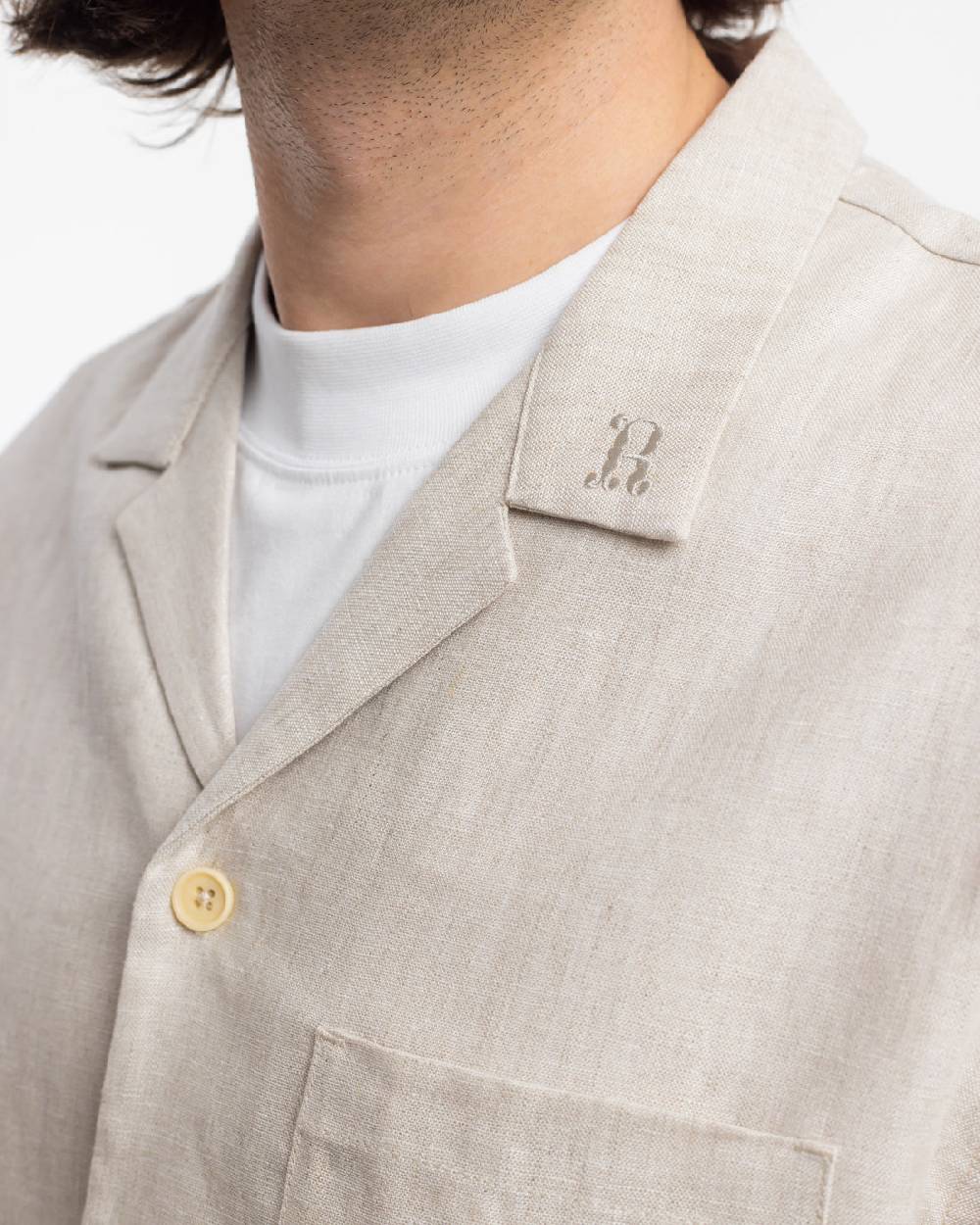 Rotholz Bowling Shirt Leinen Mix - Weiß Kostenlose Rückgabe
