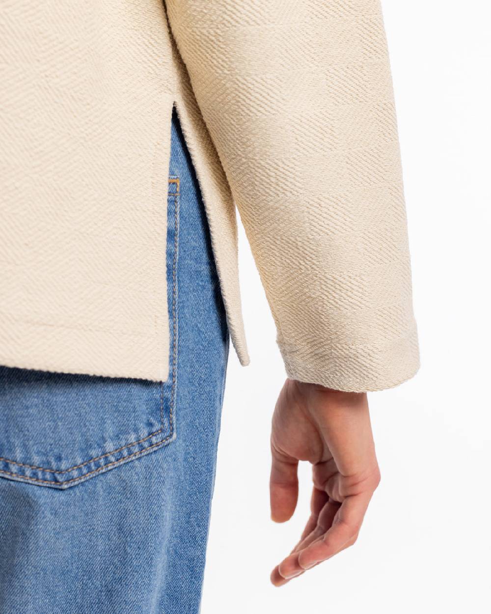 Rotholz Polo Zip Sweatshirt Bio Baumwolle - Creme Bis zu 50% Rabatt