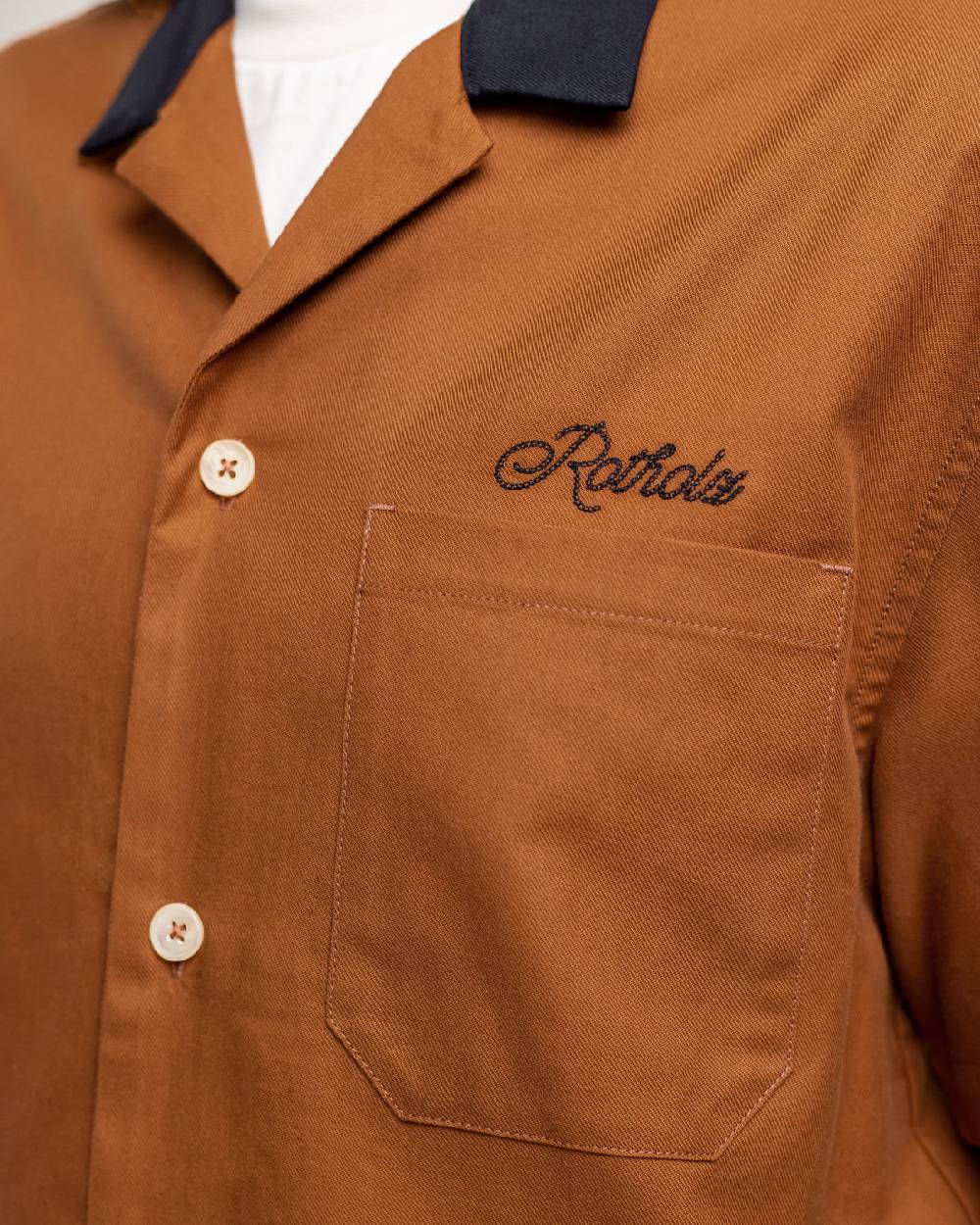 Rotholz Bowling Hemd mit Kontrastkragen Terracotta Bis zu 65% Rabatt