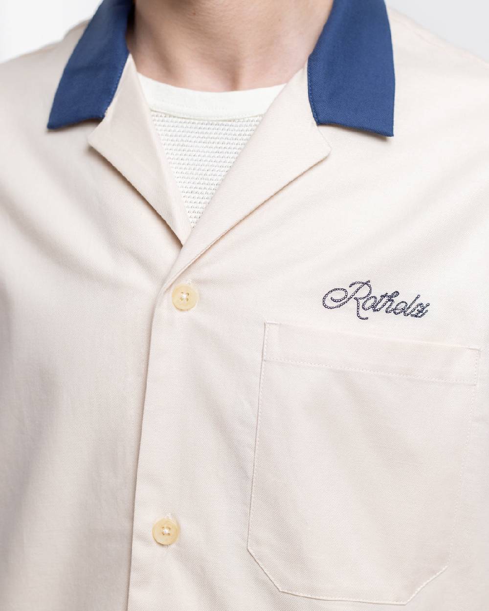 Rotholz Bowling Hemd mit Kontrastkragen Off-White 50% Rabatt für begrenzte Zeit