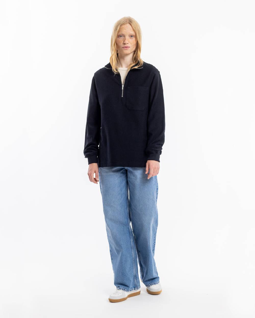 Rotholz Half Zip Sweatshirt Bio Baumwolle - Schwarz Angebote
