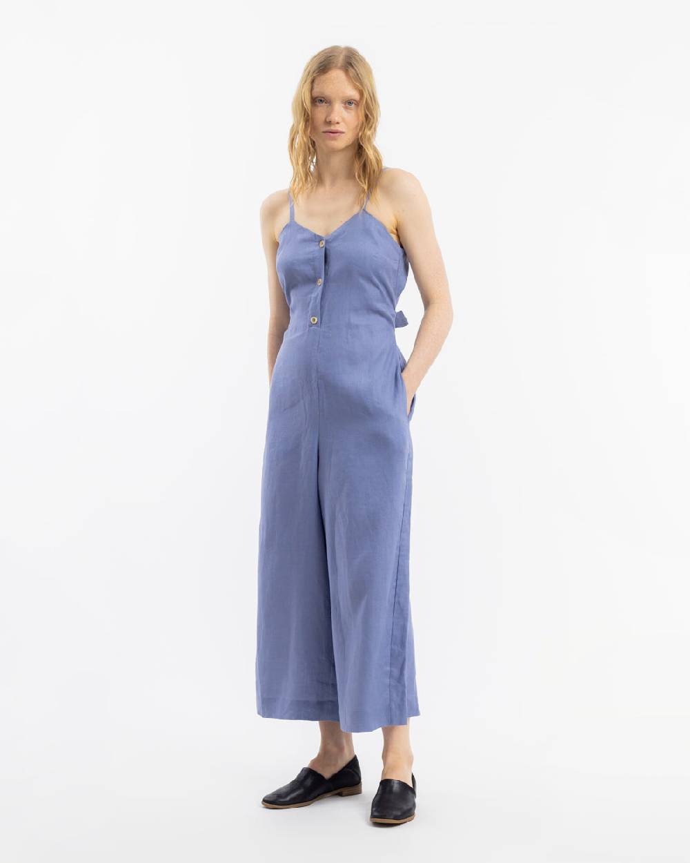Rotholz Jumpsuit Leinen Mix - Hellblau Günstiger Verkauf