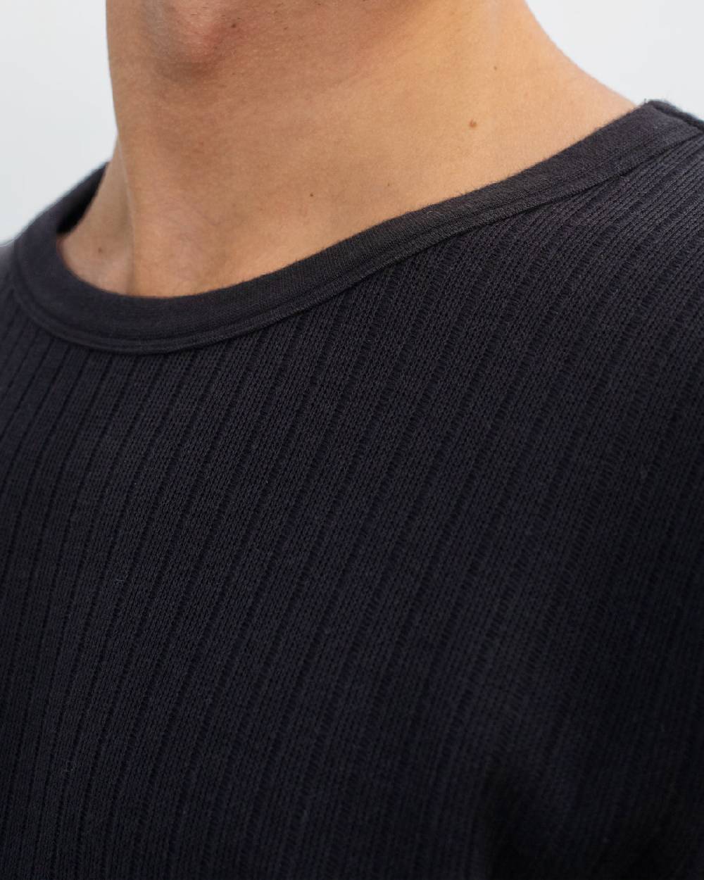 Rotholz Schweres Geripptes T-Shirt Bio Baumwolle - Schwarz Fabrikverkauf