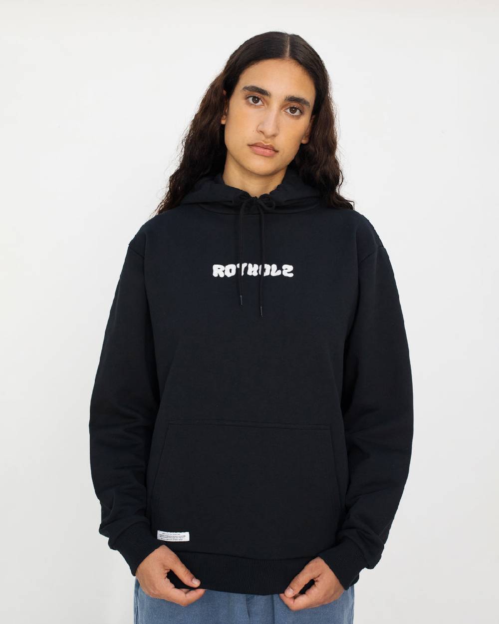 Rotholz Logo Hoodie Bio Baumwolle - Schwarz Sonderangebot
