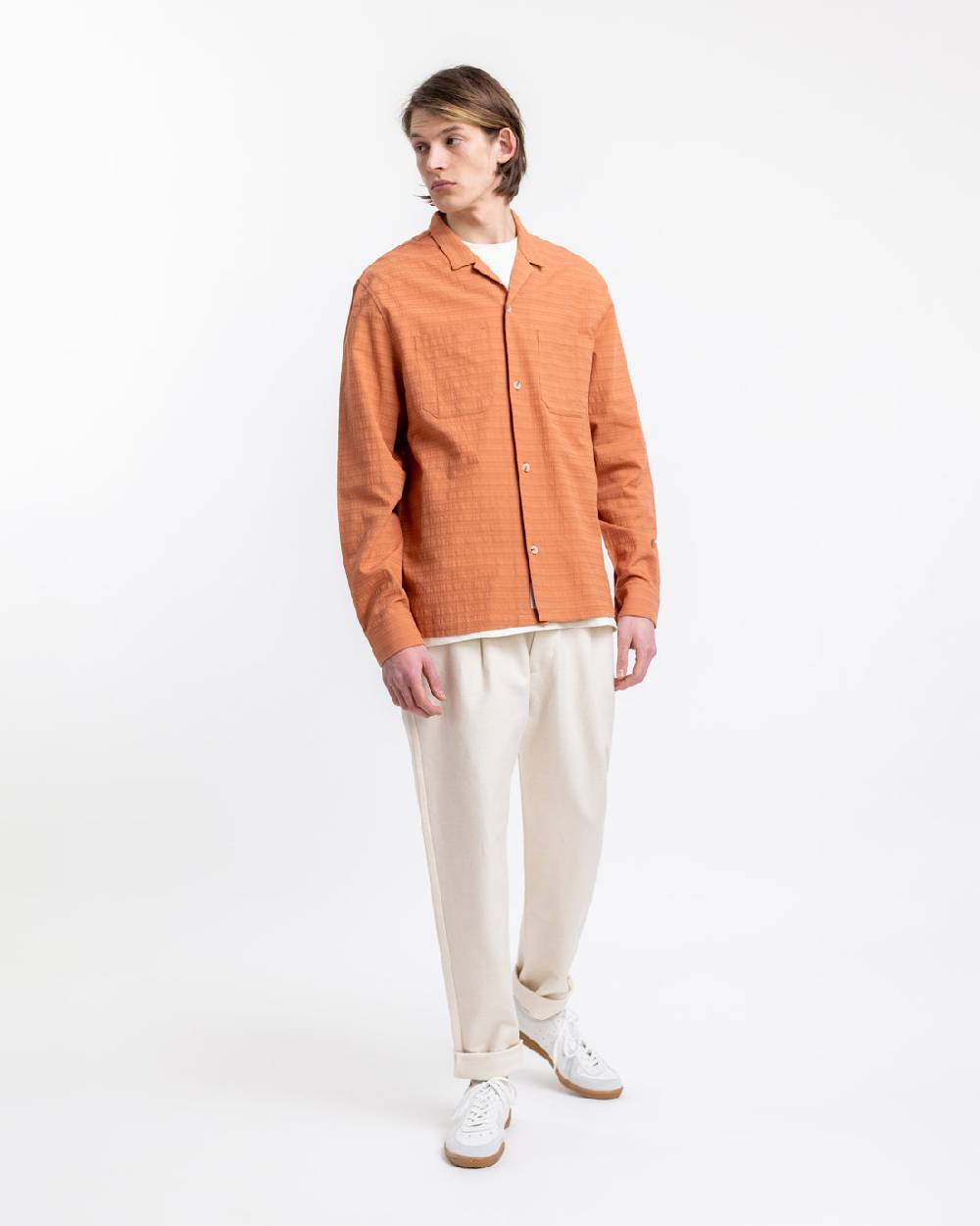Rotholz Hemd aus Strukturierter Bio-Baumwolle Apricot Flash Sale
