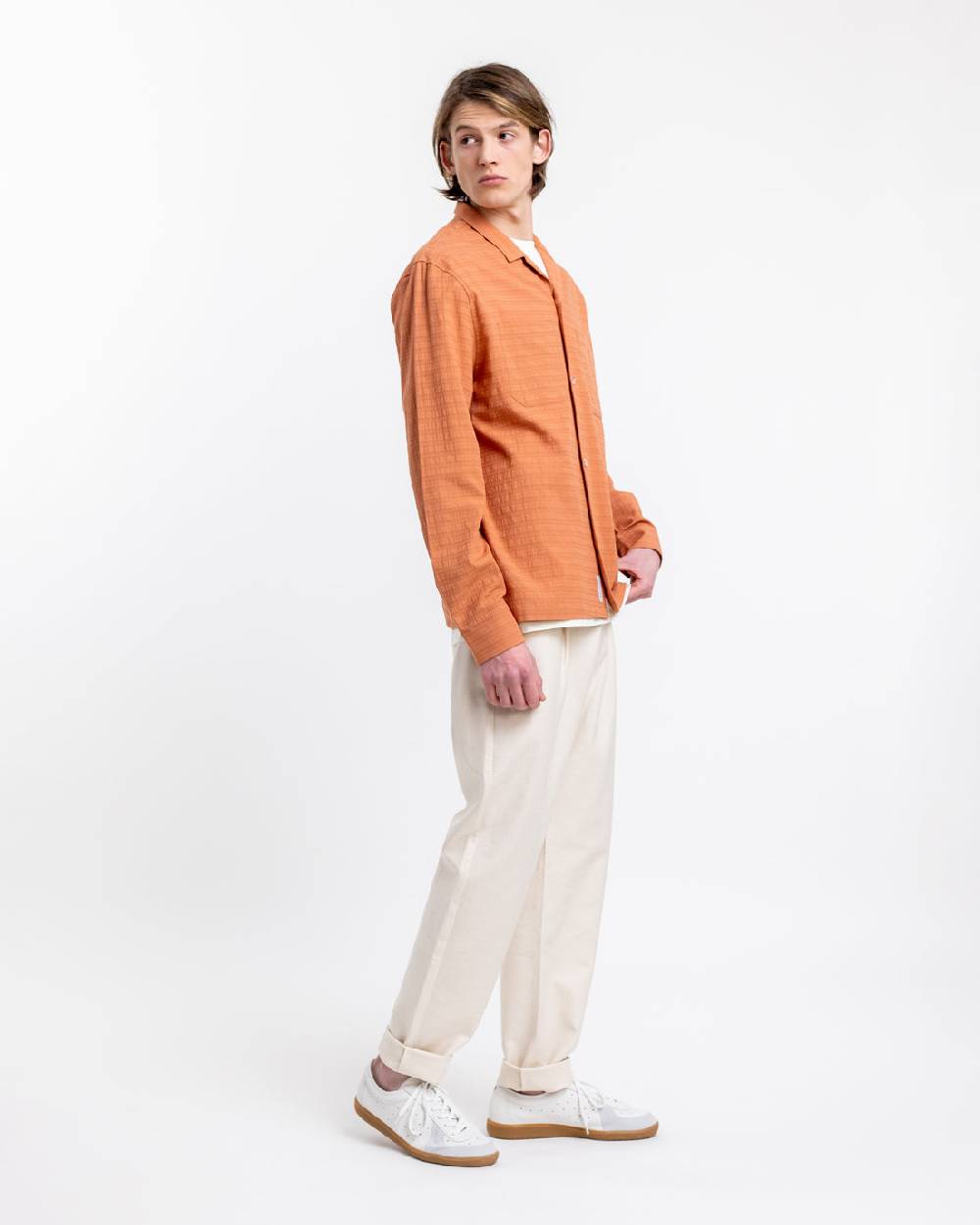 Rotholz Hemd aus Strukturierter Bio-Baumwolle Apricot Flash Sale