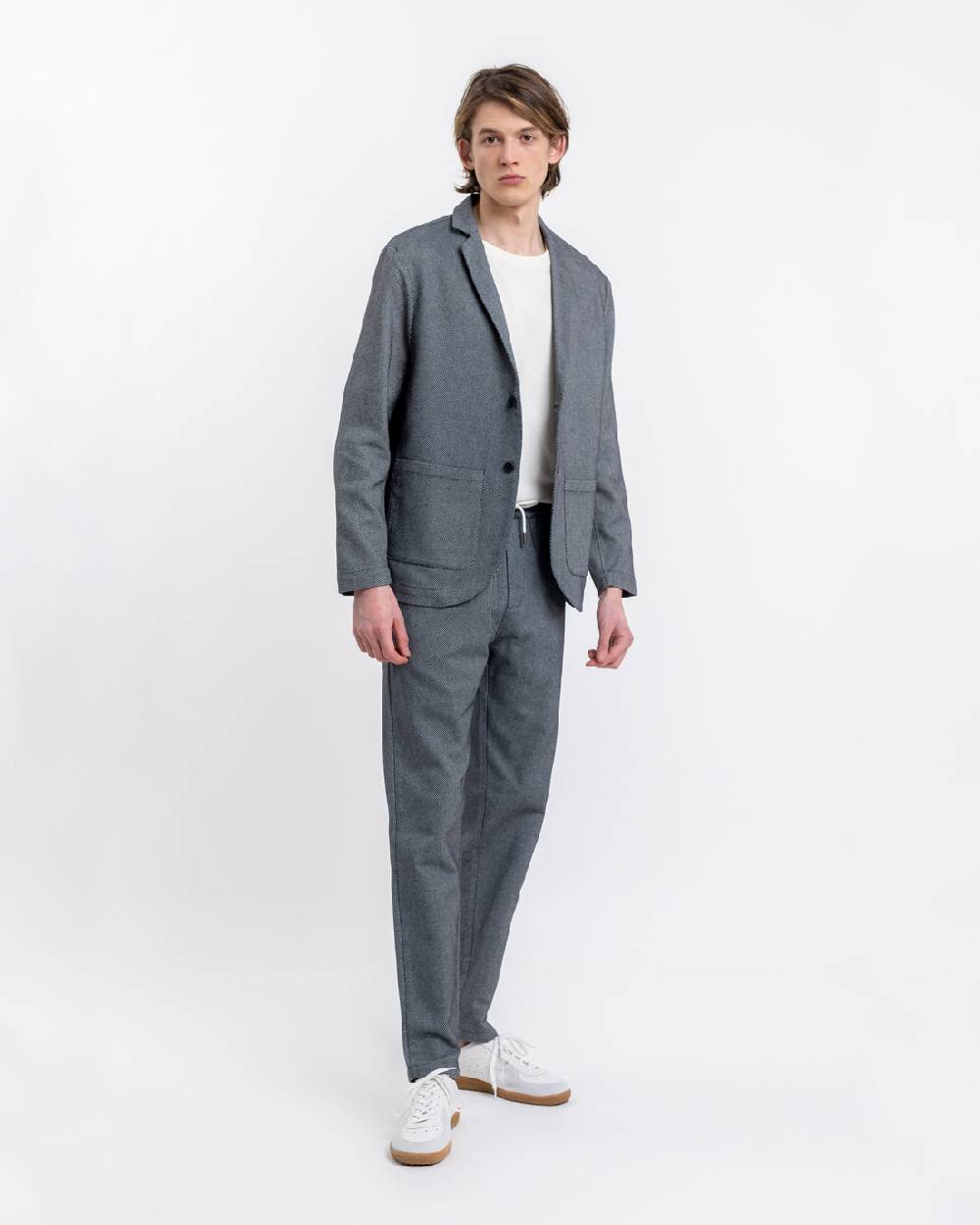 Rotholz Workwear Blazer aus Bio Canvas Schwarz Kariert Heißer Verkauf