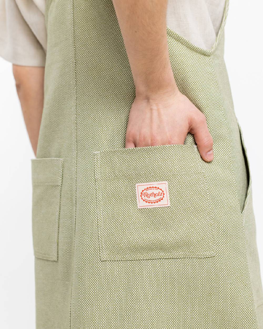 Rotholz Latzkleid aus Bio Canvas Grün Kariert Räumungsverkauf