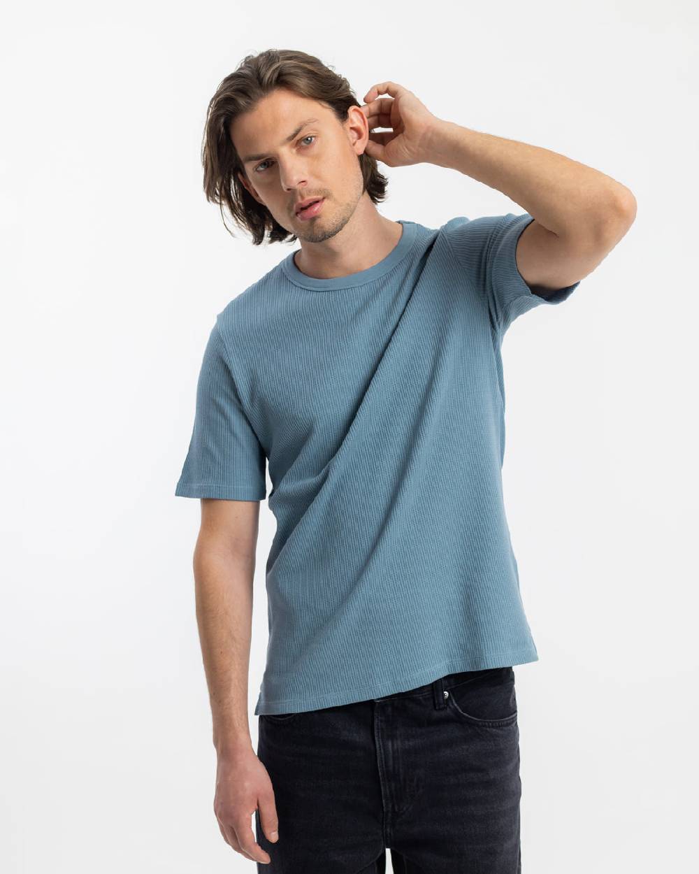 Rotholz Waffel T-Shirt Bio-Baumwolle - Blau Zeitbegrenzte Promotion