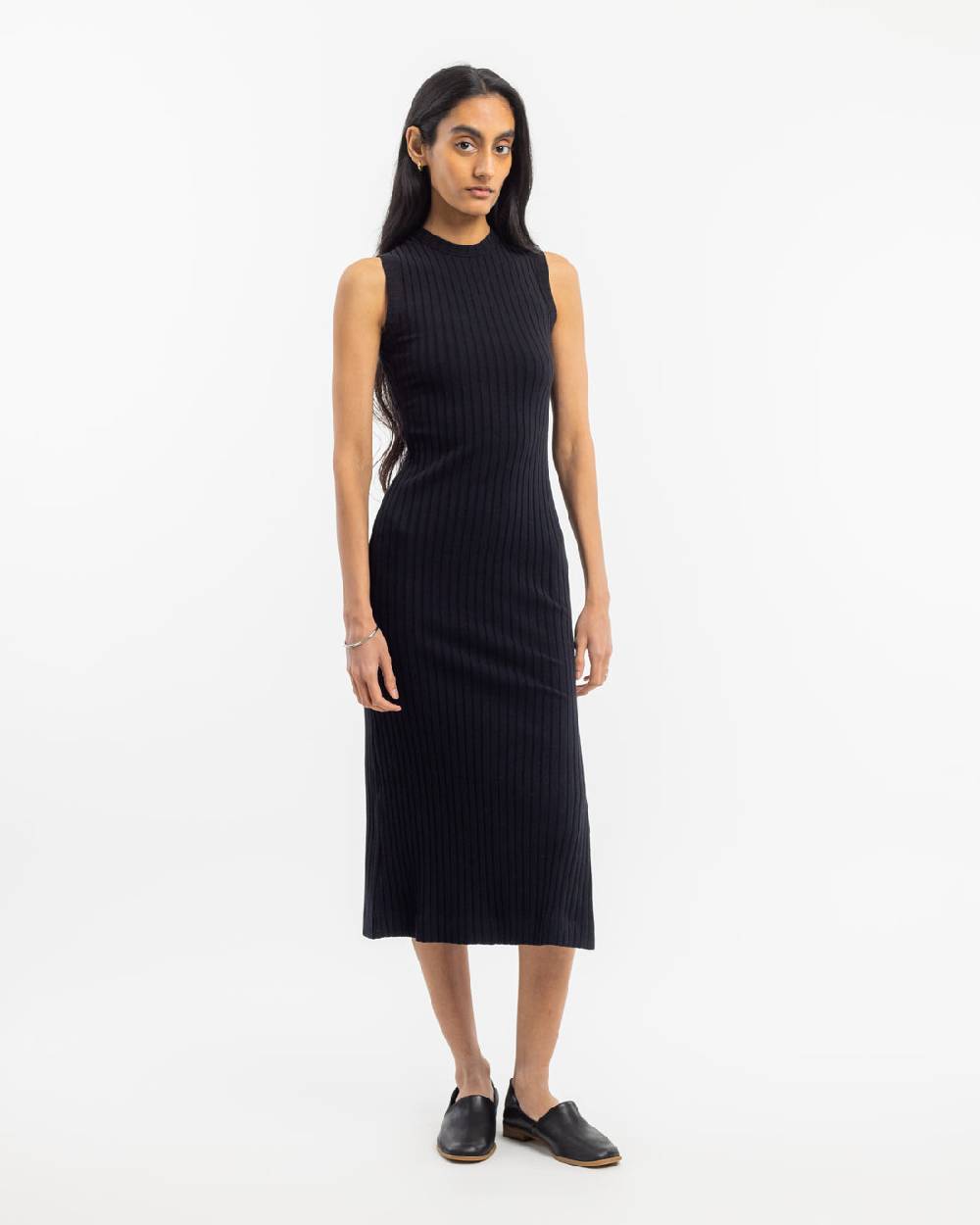 Rotholz Geripptes Kleid Bio Baumwolle - Schwarz Discount Store für neue Produkte