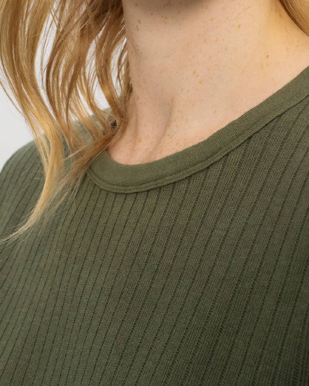 Rotholz Schweres Geripptes T-Shirt Bio Baumwolle - Grün Super Rabatt