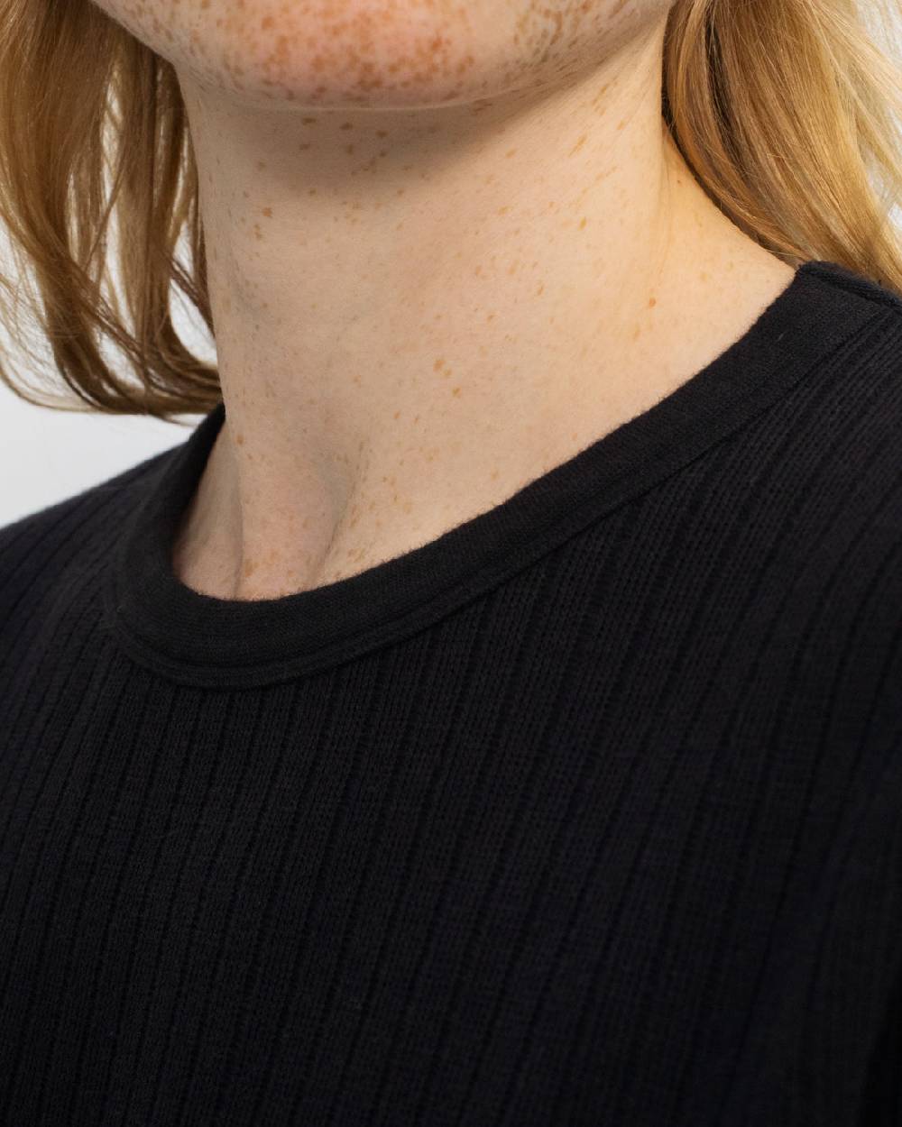 Rotholz Schweres Geripptes T-Shirt Bio Baumwolle - Schwarz im Angebot