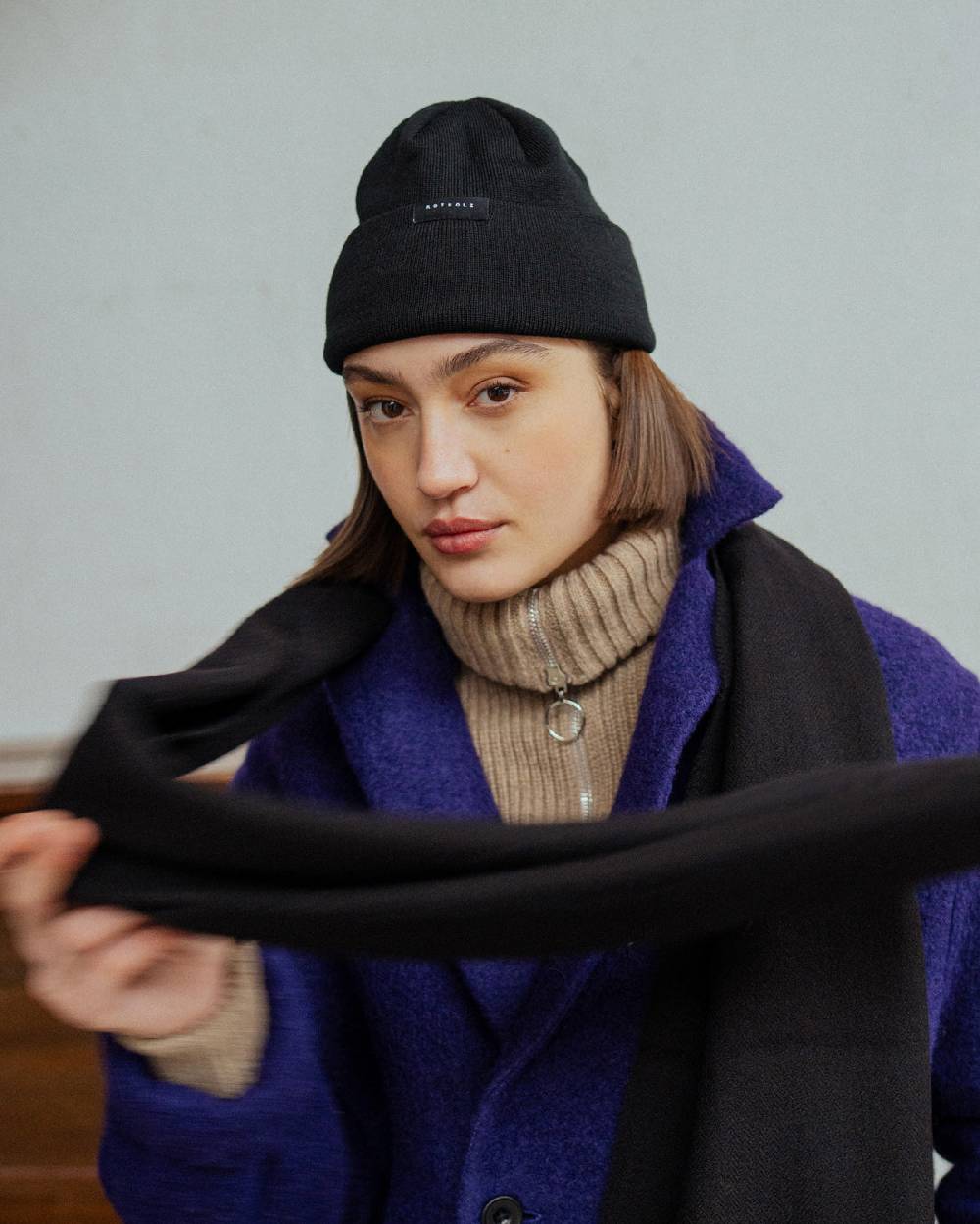 Rotholz Kurze Mütze Bio Merinowolle - Schwarz Schlussverkauf