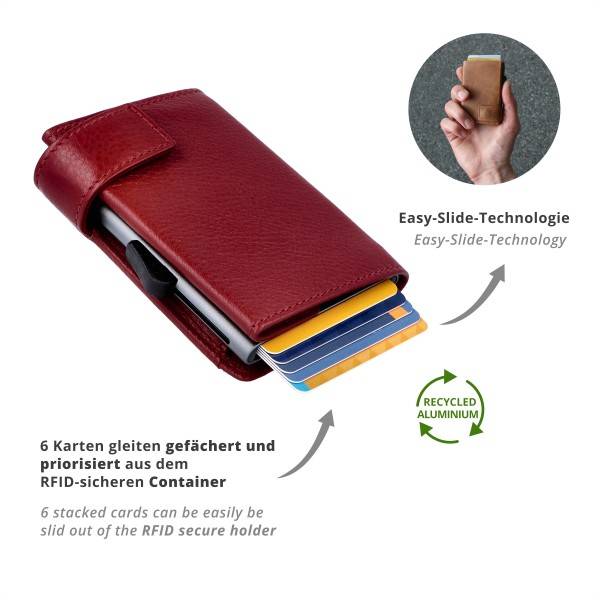 SecWal Kartenetui mit Münzfach Druckknopf Geldbörse aus Leder Kauf eins, bekomm eins gratis