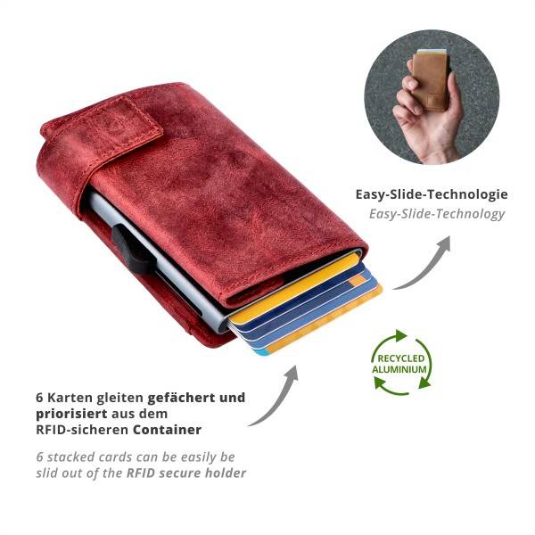 SecWal Kartenetui mit Münzfach Druckknopf Geldbörse aus Leder Wochenangebot