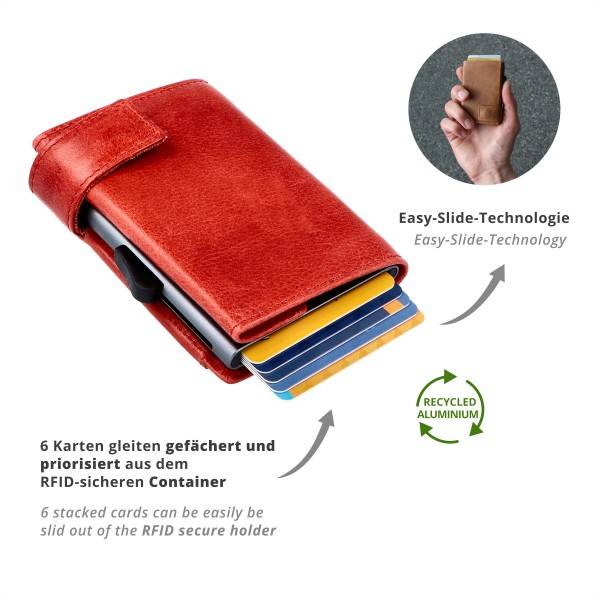 SecWal Kartenetui mit Münzfach Druckknopf Geldbörse aus Leder Neueste Stile