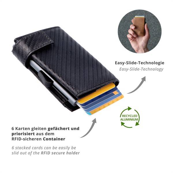 SecWal Kartenetui mit Münzfach Druckknopf Geldbörse aus Leder Zeitbegrenzte Promotion