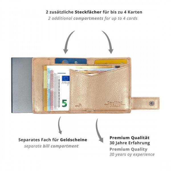SecWal Kartenetui mit Münzfach Druckknopf Geldbörse aus Leder Nur für heute