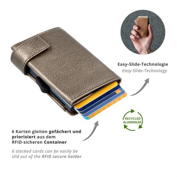 SecWal Kartenetui mit Münzfach Druckknopf Geldbörse aus Leder Sonderangebot der Fabrik