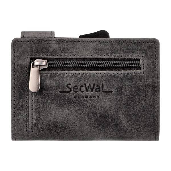 SecWal Kartenetui mit Münzfach Reißverschluss Geldbörse aus Leder Flash Sale