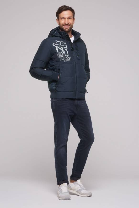 Soccx Steppjacke im Materialmix mit abtrennbarer Kapuze blue navy Tägliche Deals