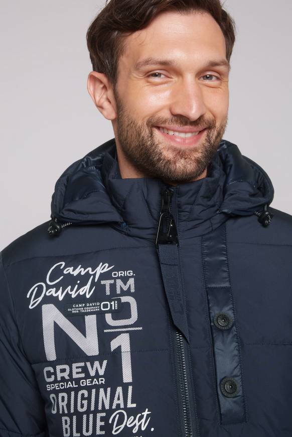 Soccx Steppjacke im Materialmix mit abtrennbarer Kapuze blue navy Tägliche Deals