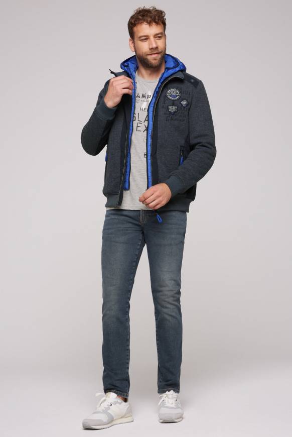 Soccx Strickfleecejacke mit abtrennbaren Kapuzen-Einsatz blue navy melange Bis zu 50% Rabatt