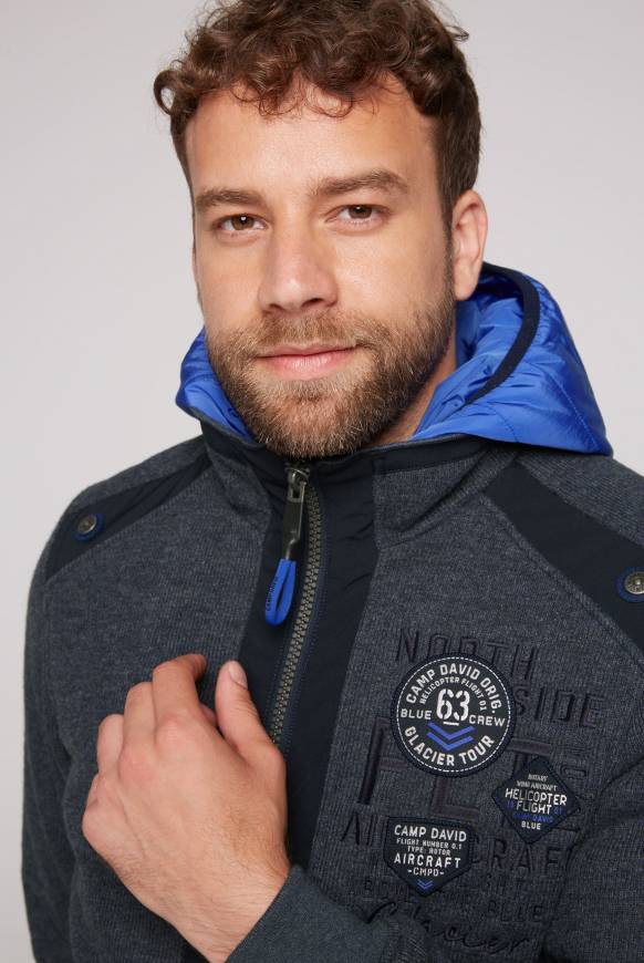 Soccx Strickfleecejacke mit abtrennbaren Kapuzen-Einsatz blue navy melange Bis zu 50% Rabatt
