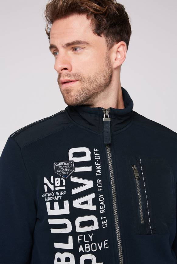 Soccx Sweatjacke mit tonigen Ripstop-Details blue navy Bis zu 60% Rabatt
