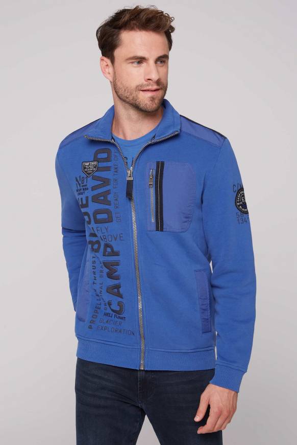Soccx Sweatjacke mit tonigen Ripstop-Details strong blue Bis zu 65% Rabatt