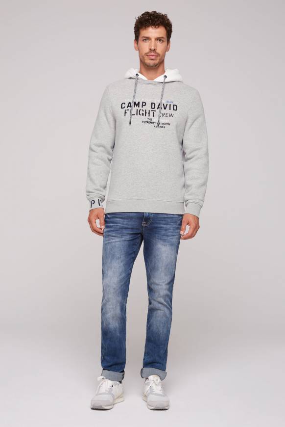 Soccx Sweatshirt mit Kontrastkapuze und Logo-Stickereien granite melange Nur für heute