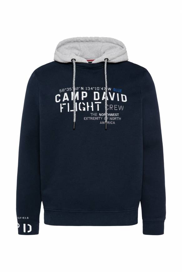 Soccx Sweatshirt mit Kontrastkapuze und Logo-Stickereien blue navy Sonderangebot der Fabrik