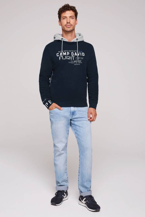 Soccx Sweatshirt mit Kontrastkapuze und Logo-Stickereien blue navy Sonderangebot der Fabrik