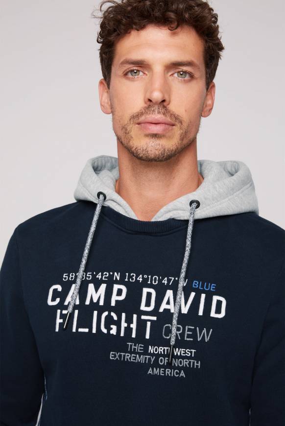 Soccx Sweatshirt mit Kontrastkapuze und Logo-Stickereien blue navy Sonderangebot der Fabrik