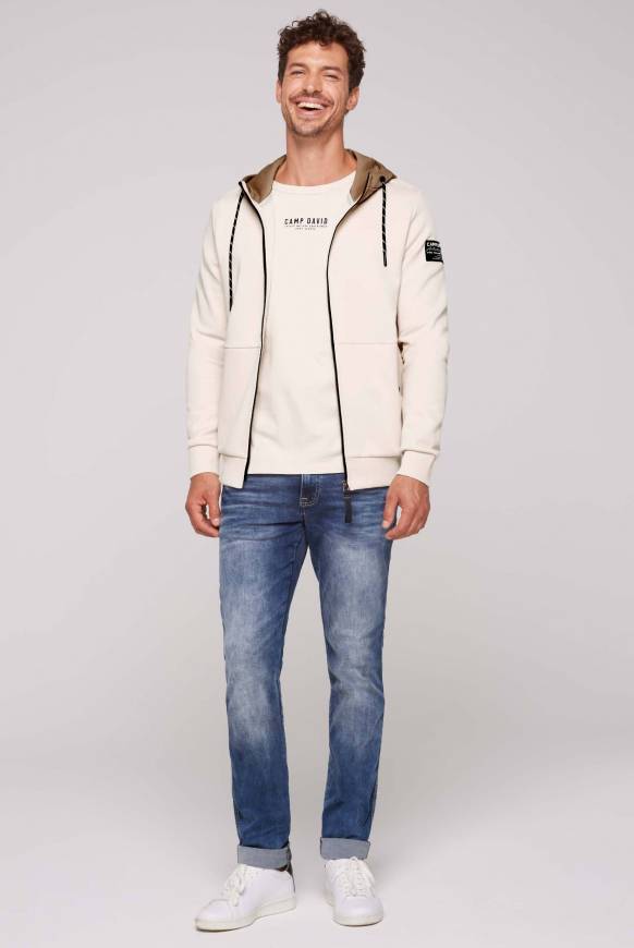 Soccx Sweatjacke aus Interlock mit Kapuze ecru Nur noch ein Tag übrig