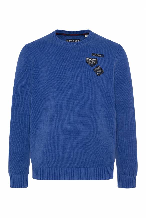 Soccx Chenille-Pullover Stone Washed mit Patches strong blue 50% Rabatt mit kostenlosem Versand
