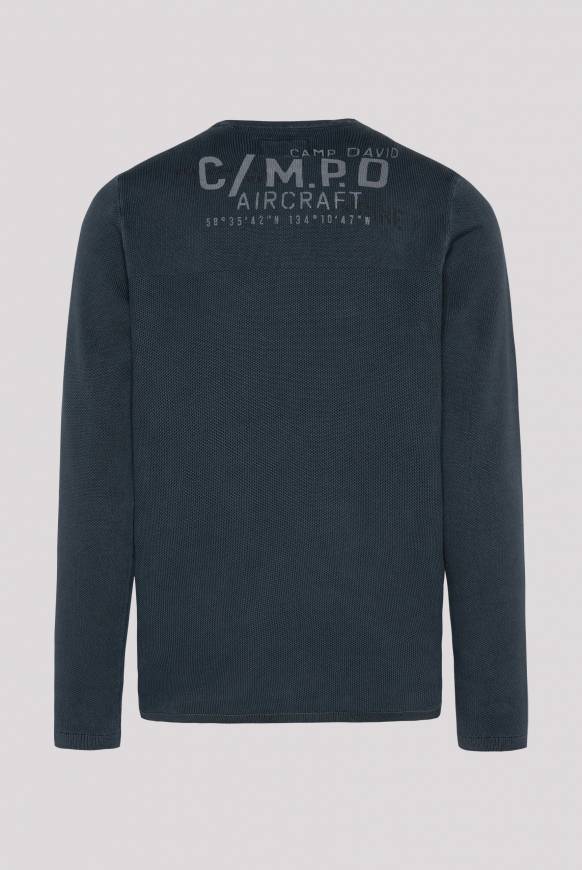 Soccx Henley-Pullover Stone Washed blue navy Fabrikladen
