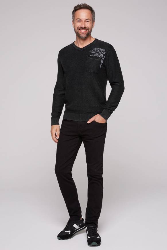 Soccx Pullover Linksstrick mit Used Look black Speichern exportieren