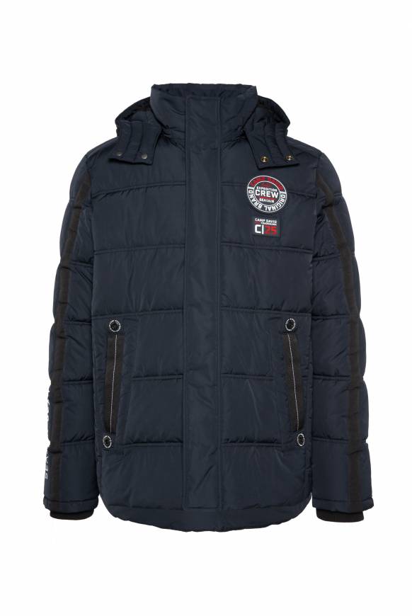 Soccx Lange Steppjacke mit Kapuze und Rücken-Artwork blue navy Outlet