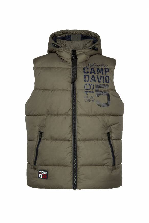 Soccx Steppweste mit Kapuze und Rücken-Print medium khaki Verkauf