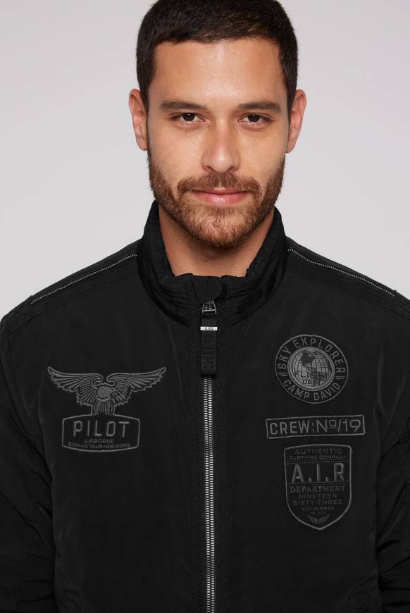 Soccx Wattierter Fliegerblouson mit Patches black Meist gekauft