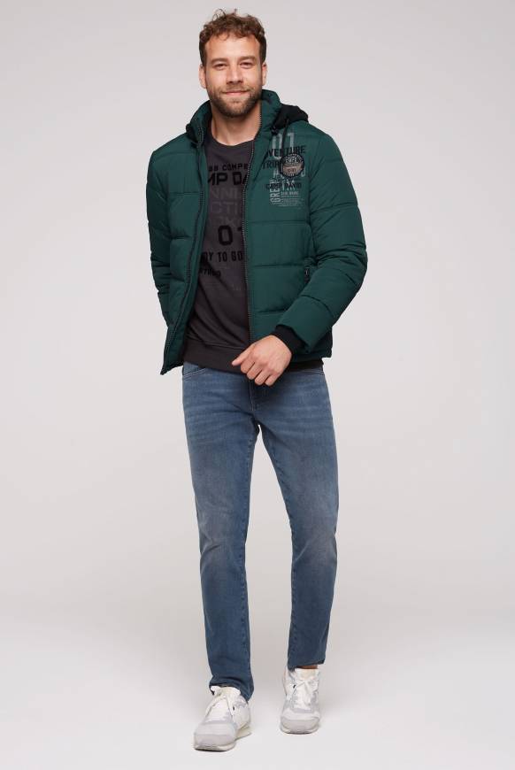 Soccx Strukturierte Steppjacke mit abtrennbarer Sweatkapuze deep green Rabatt