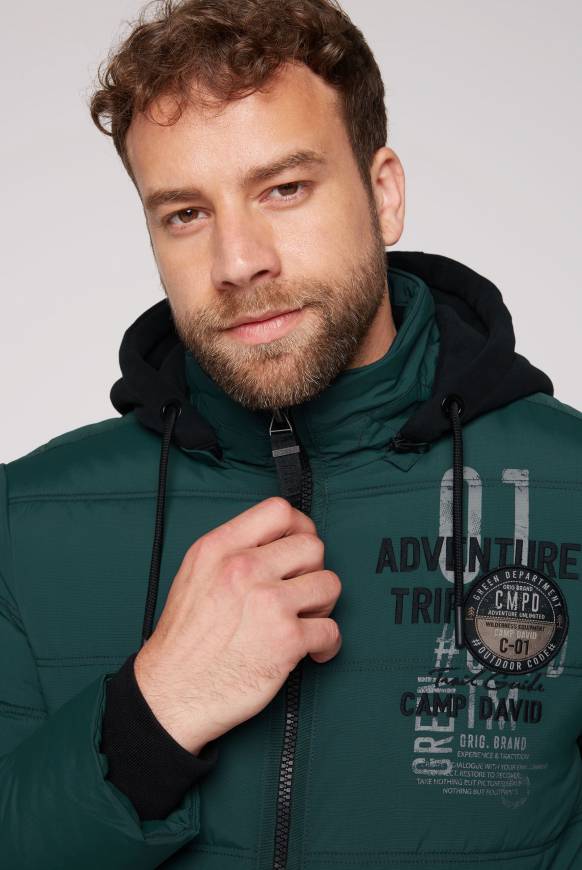 Soccx Strukturierte Steppjacke mit abtrennbarer Sweatkapuze deep green Rabatt