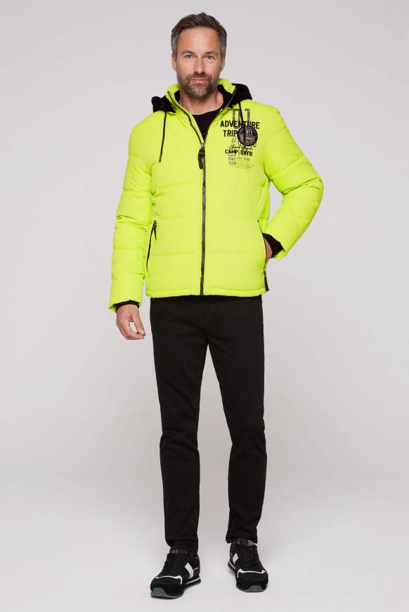 Soccx Strukturierte Steppjacke mit abtrennbarer Sweatkapuze neon kiwi Günstig kaufen