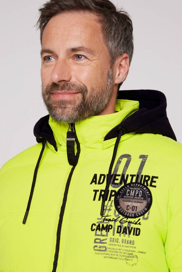 Soccx Strukturierte Steppjacke mit abtrennbarer Sweatkapuze neon kiwi Günstig kaufen