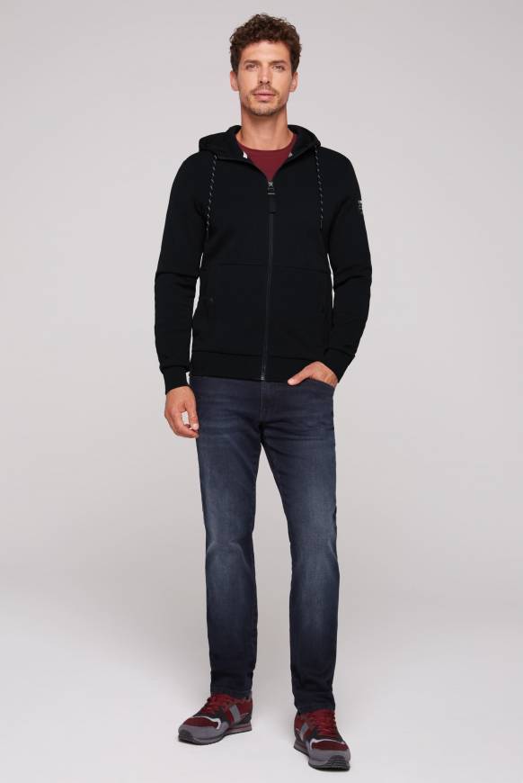 Soccx Sweatjacke aus Interlock mit Kapuze blue navy Versandkostenfrei