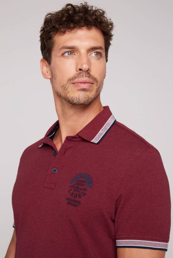 Soccx Meliertes Poloshirt mit Two-Tone-Details burgundy melange Begrenztes Angebot