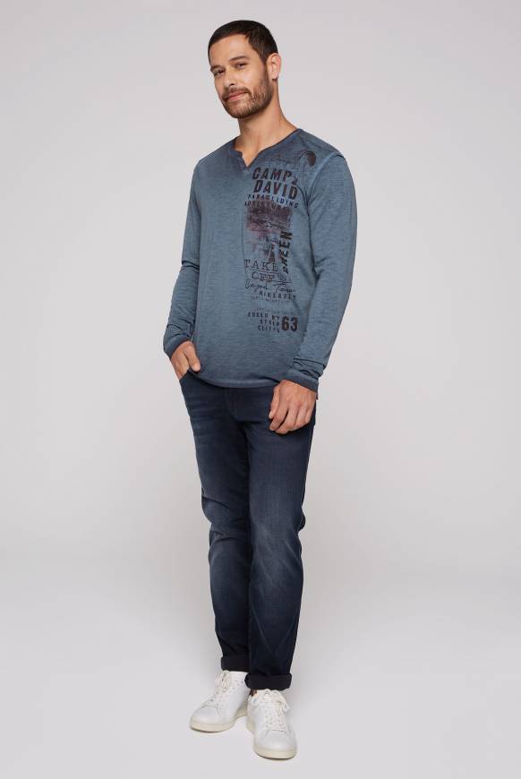 Soccx Langarmshirt mit Twill-Patches und Artworks blue navy Cyber Monday